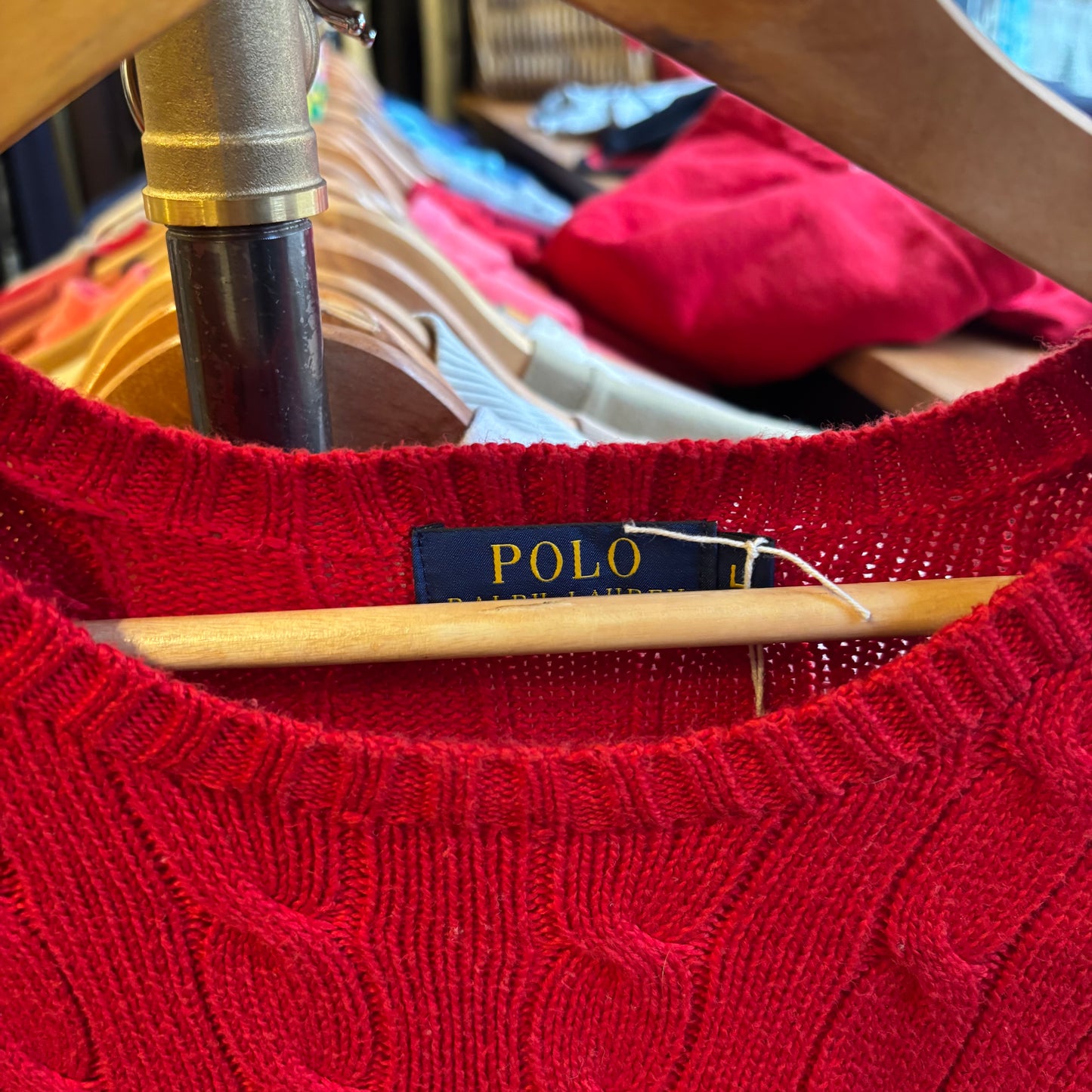 Ralph Lauren Cable Knit Pullover Jumper Red (Large)