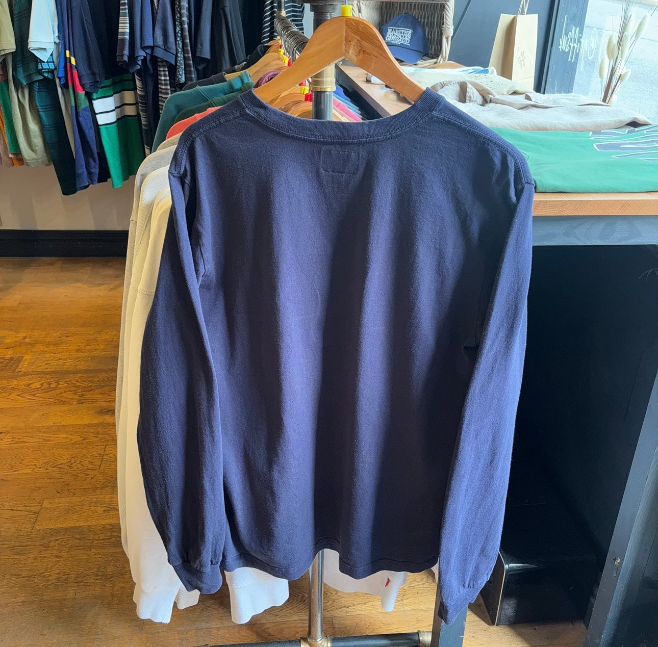 Stussy Basic Stock Logo Longsleeve T-Shirt Navy (Medium)