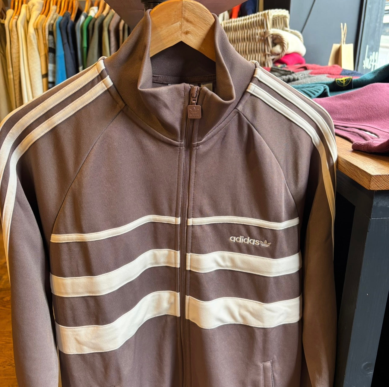 Adidas Zip Up Track Jacket Brown (Medium)