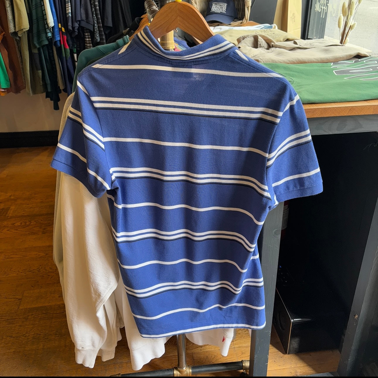 Lacoste Stripe Polo Shirt Blue (Medium)