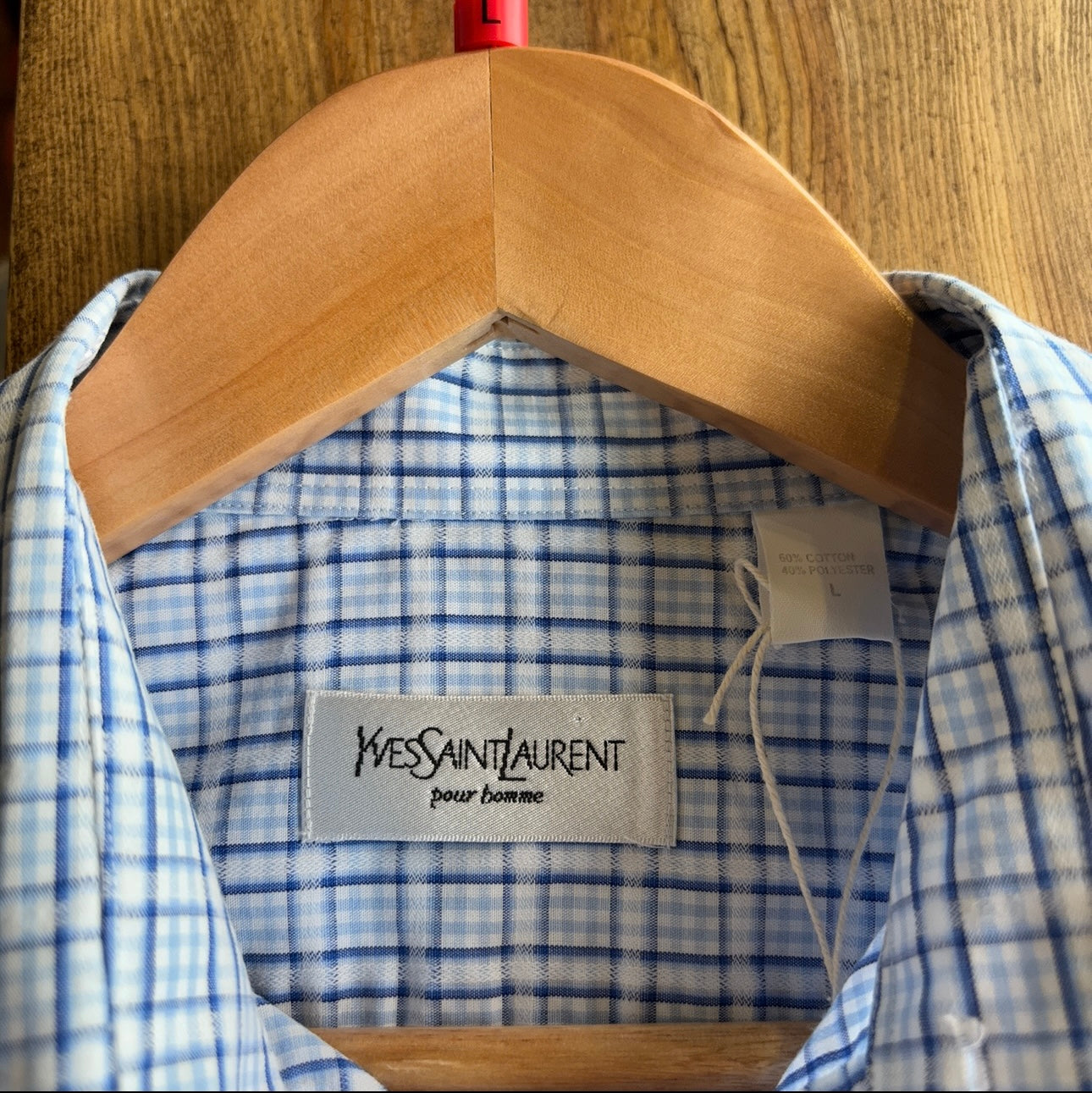 Yves Saint Laurent Plaid Button Up Shirt White (Large)