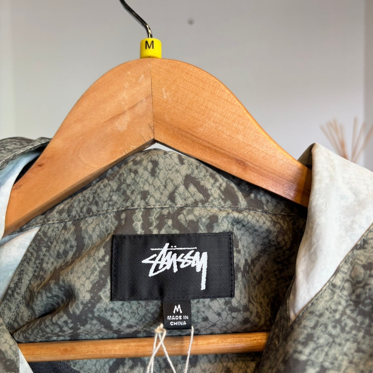 Stussy Beach Shell Snake Print Nylon Jacket Olive Green (Medium)