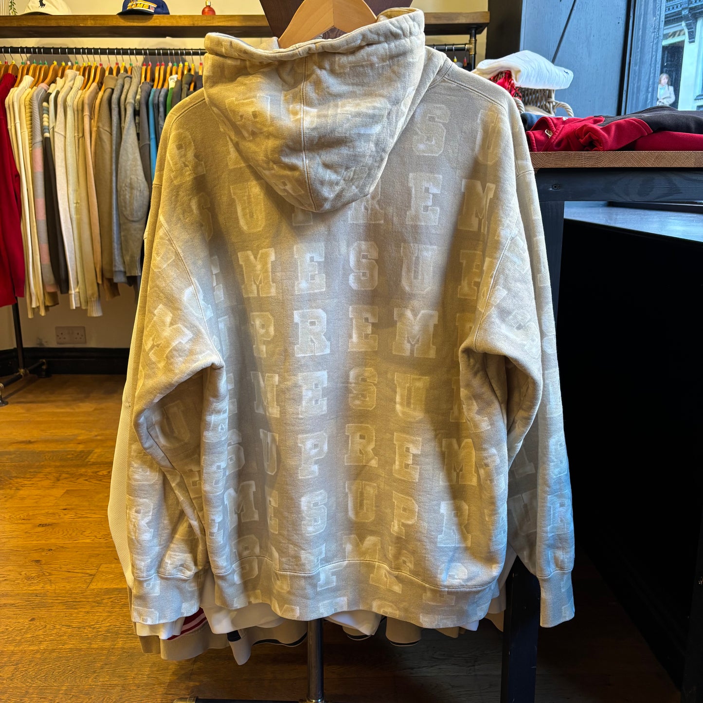 Supreme FW20 Blocks Spellout Hoodie Beige (Large)