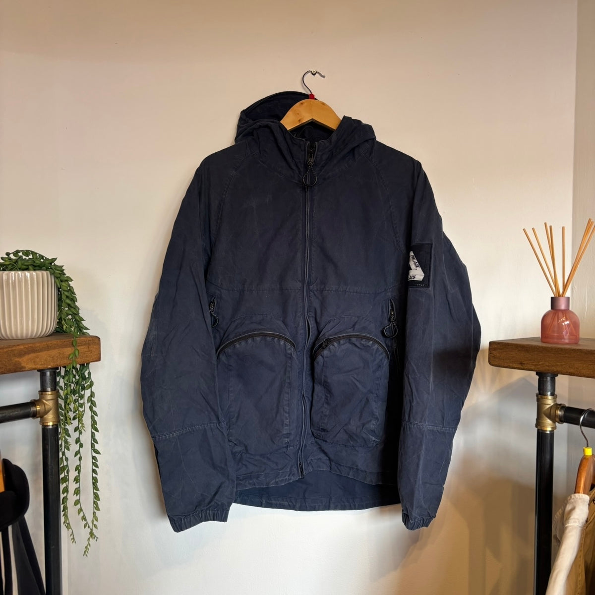 Palace FW20 Cell Net Zip Hooded Jacket Navy (Large)