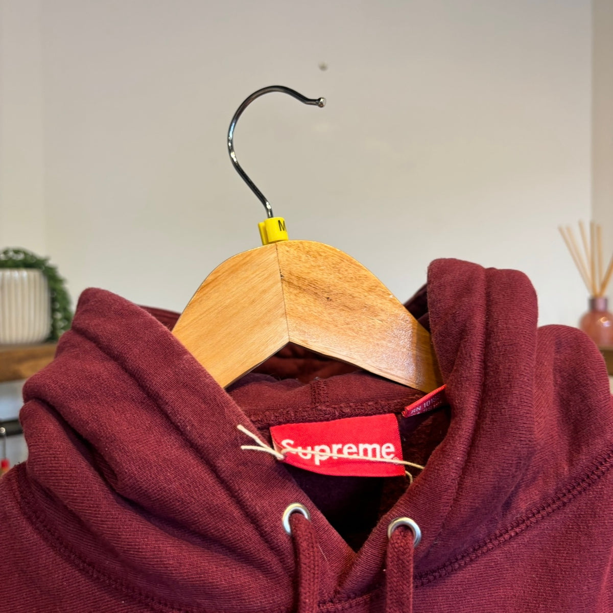 Supreme FW17 Brush Logo Hoodie Burgundy (Medium)