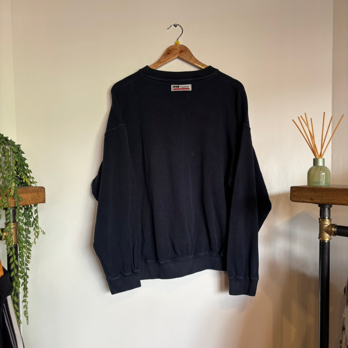 Reebok Membership Spellout Oversized Sweatshirt Navy (Medium)