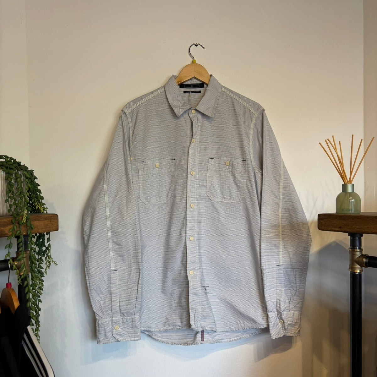 Stone Island Denims S/S 2009 Stripe Shirt White/ Blue (XL)