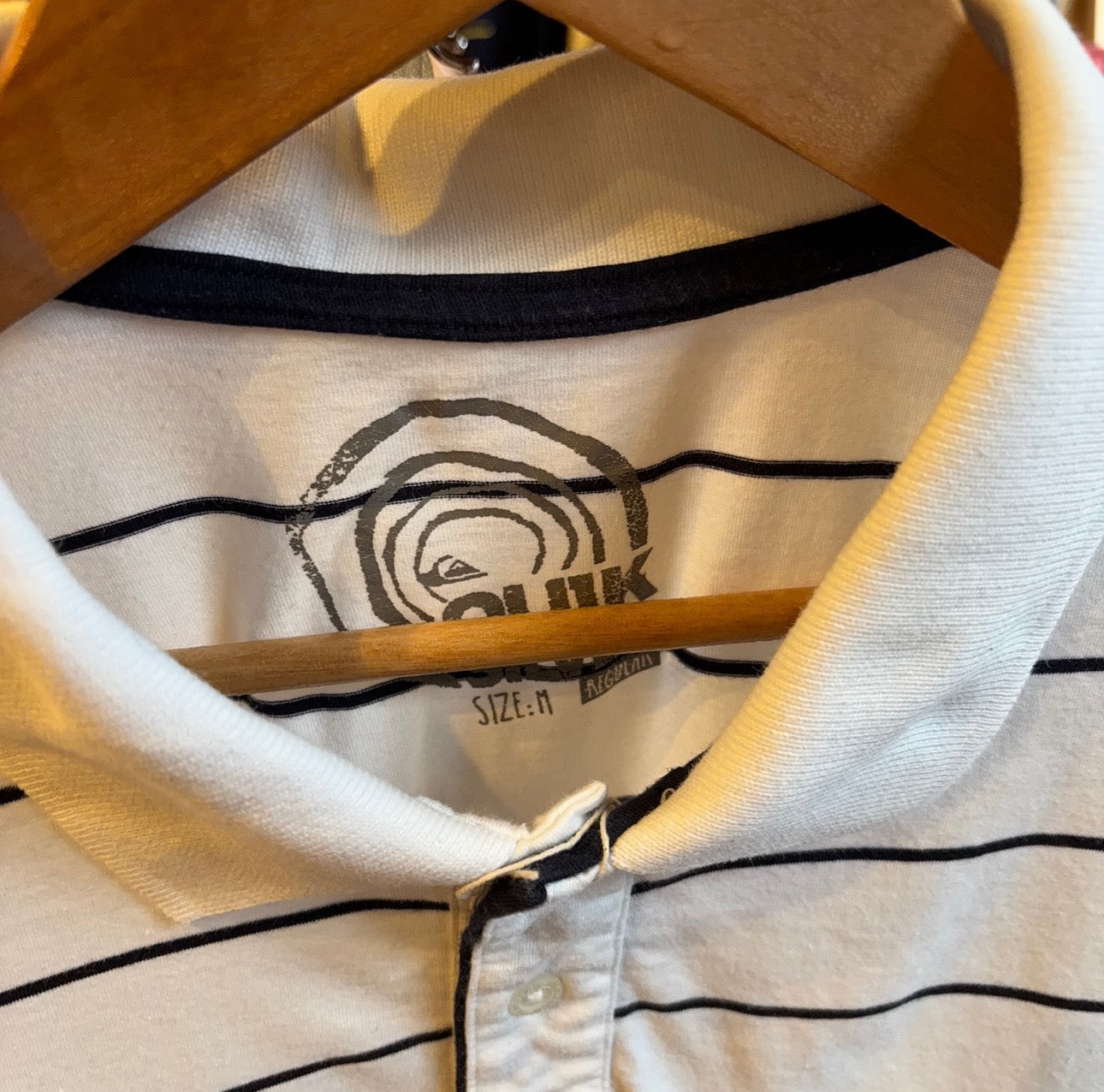 Quiksilver Striped Long Sleeve Polo White (Medium)