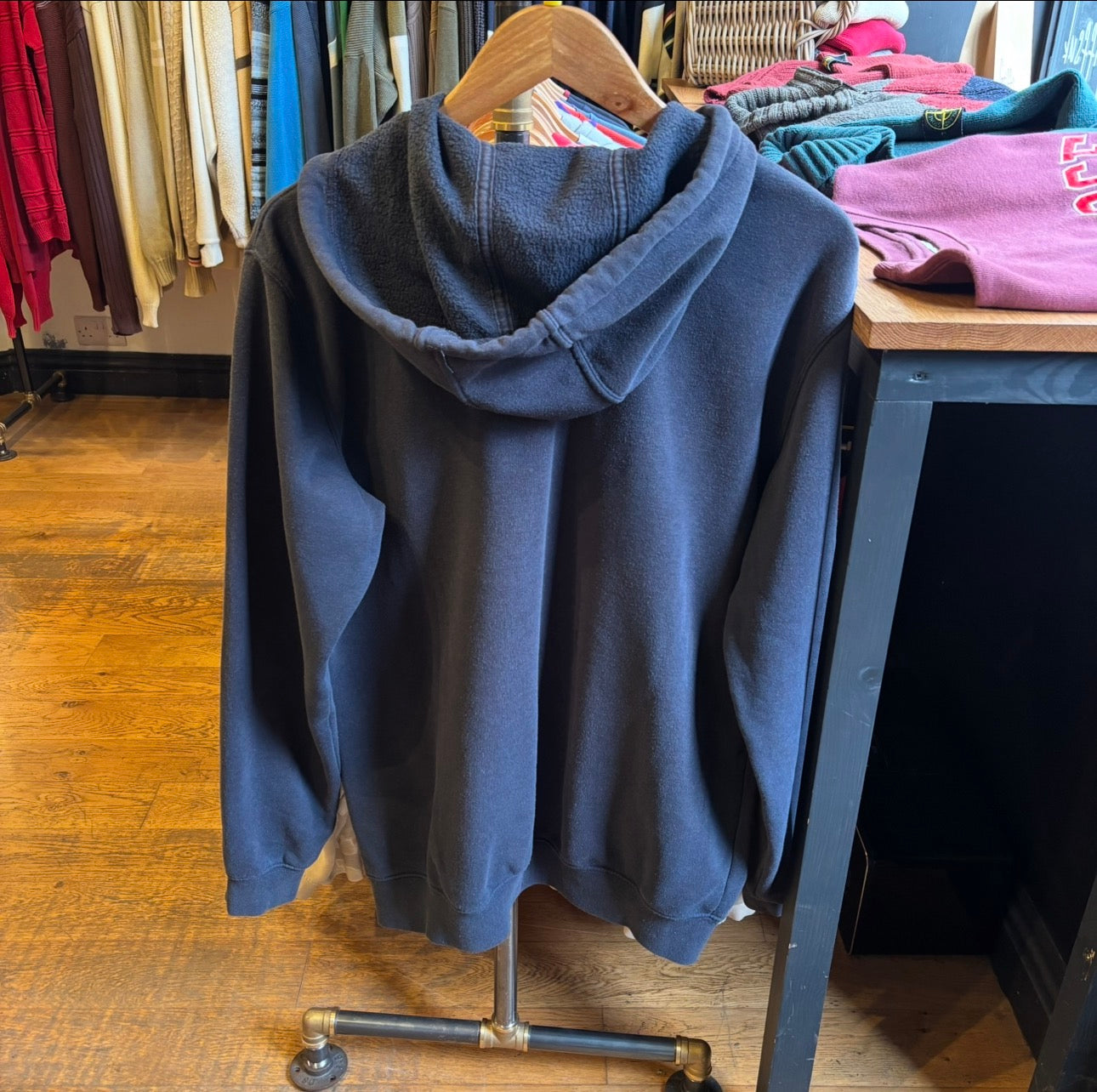 Carhartt Pocket Logo Zip Up Hoodie Navy (Medium)