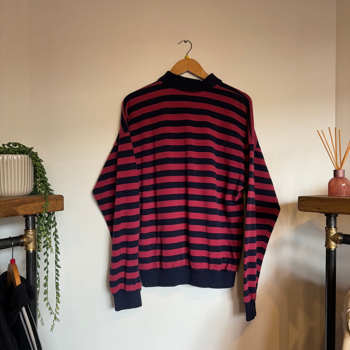 Chemise Lacoste Stripe Longsleve Polo Shirt Red/ Navy (Medium)