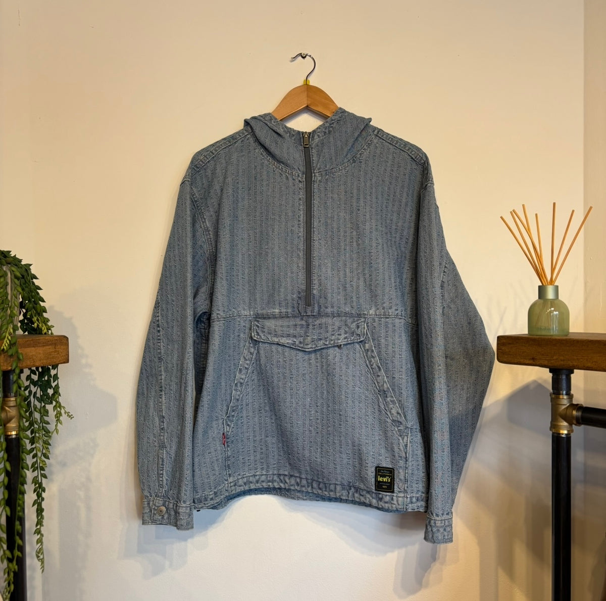 Levi's Denim Pinstripe Anorak Jacket Blue (Medium)