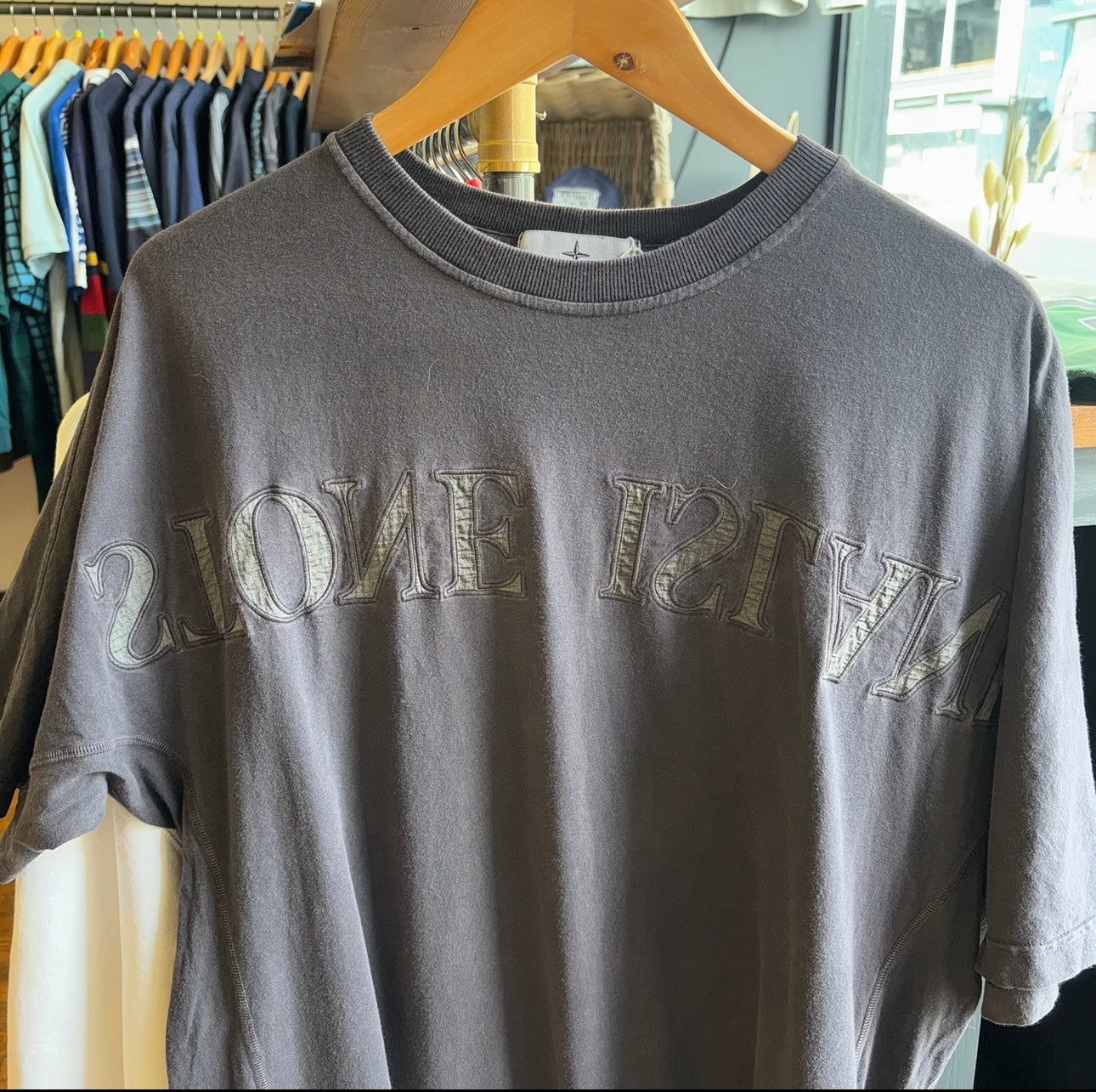 Stone Island Mirror Spellout Logo T-Shirt Black (Large)