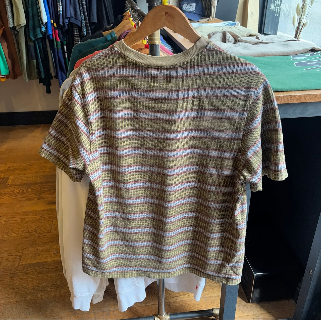 Stussy Ombre Stripe Pocket T-Shirt Beige (Medium)