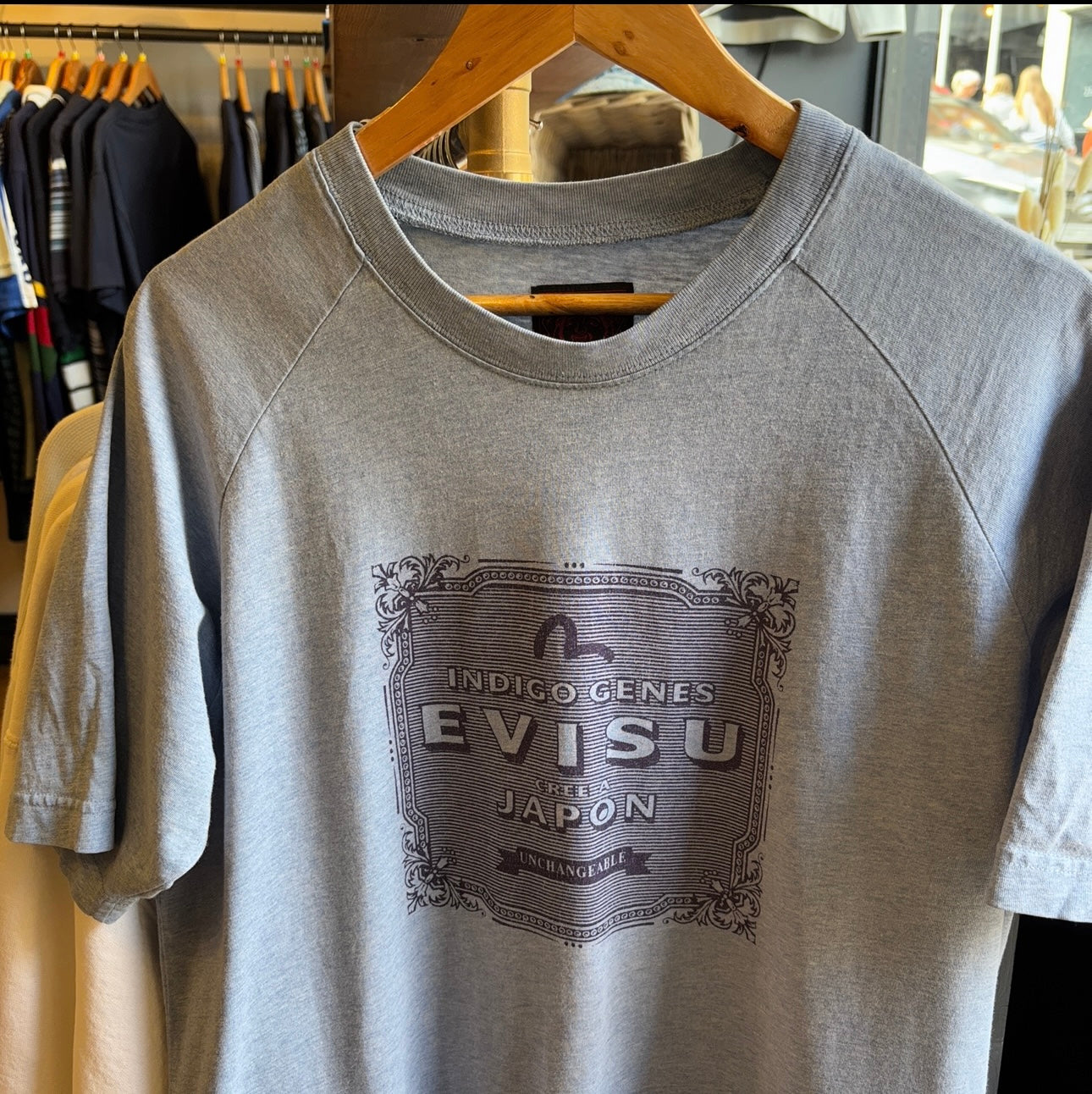 Evisu Raglan Sleeve Graphic T-Shirt Light Blue (XL)