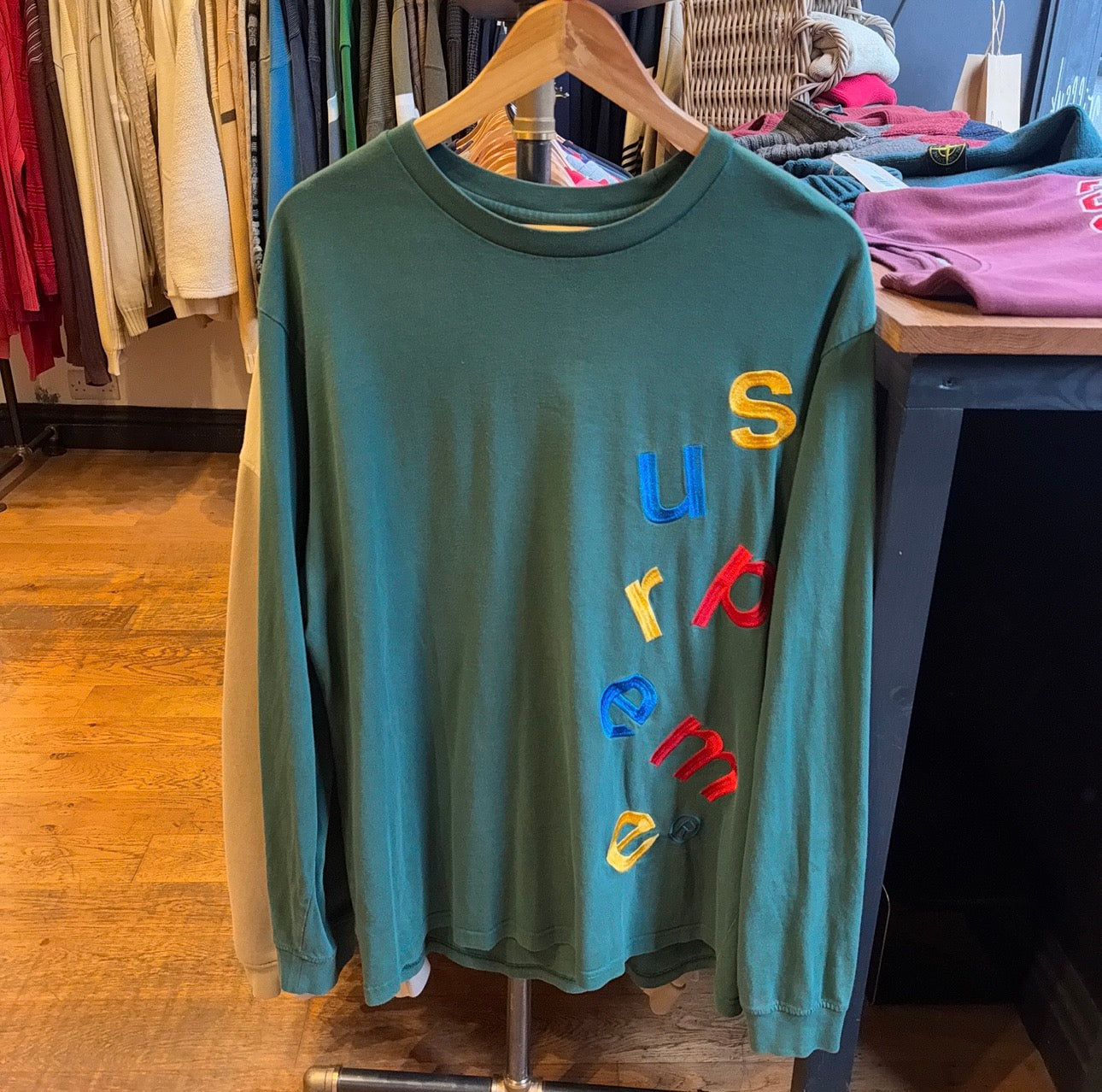 Supreme FW20 Scatter Logo Longsleeve T-Shirt Green (Large)