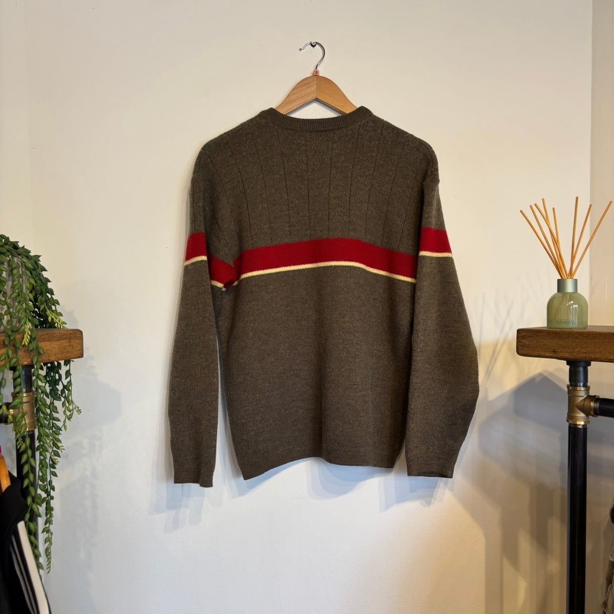 Lacoste Stripe Pullover Knit Jumper Grey/ Red (Medium)
