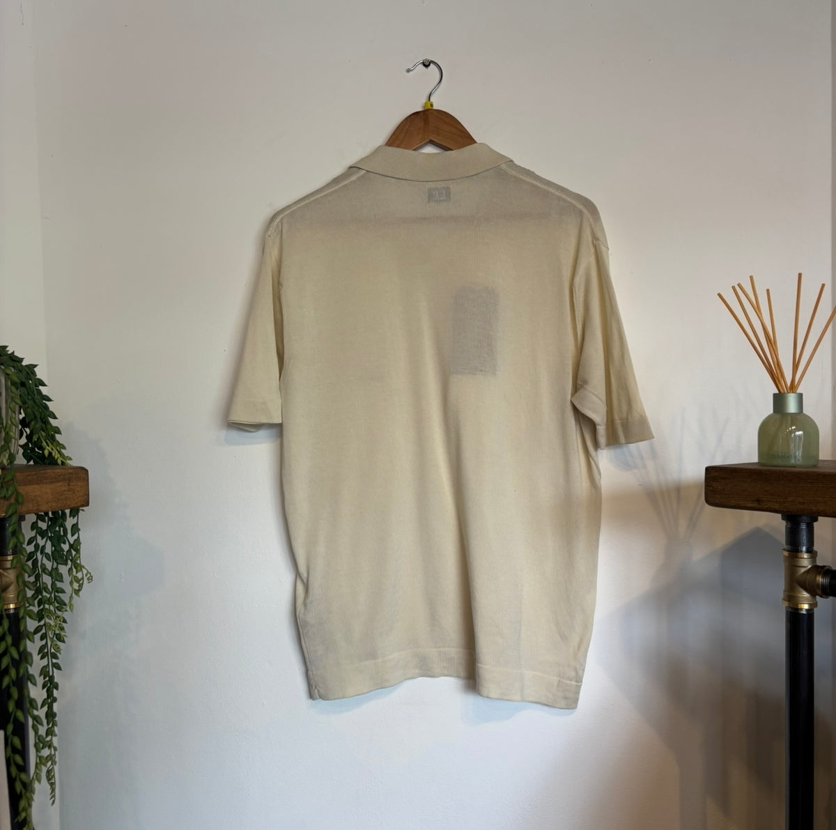 CP Company Pocket Thin Knit Polo Shirt Cream (Medium)