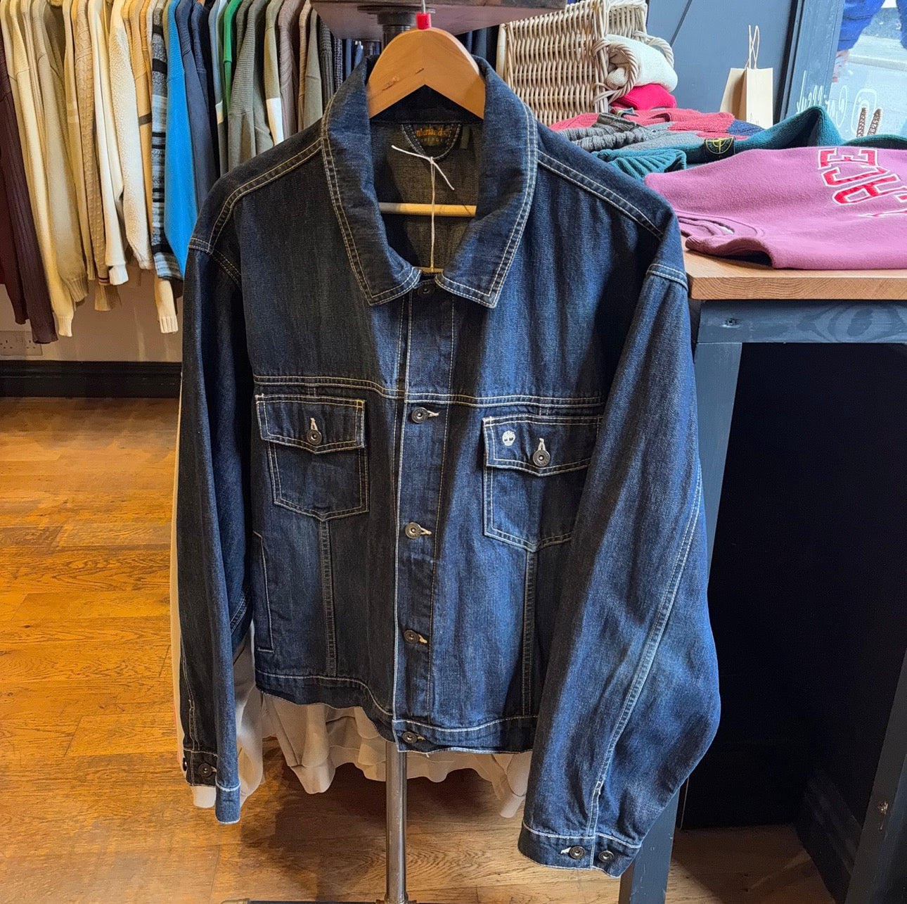 Timberland Weathergear Denim Button Up Jacket Navy (Large)