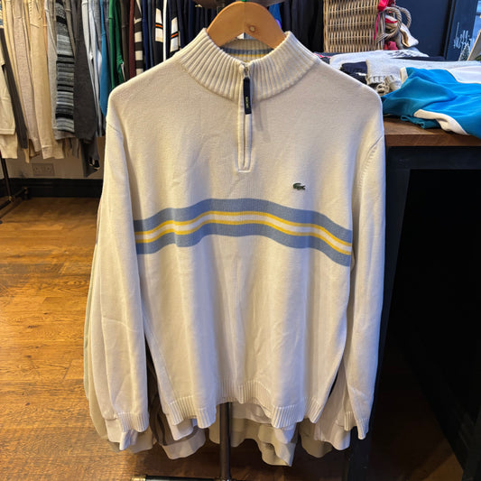 Lacoste Quarter Zip Knit Jumper White (XL)
