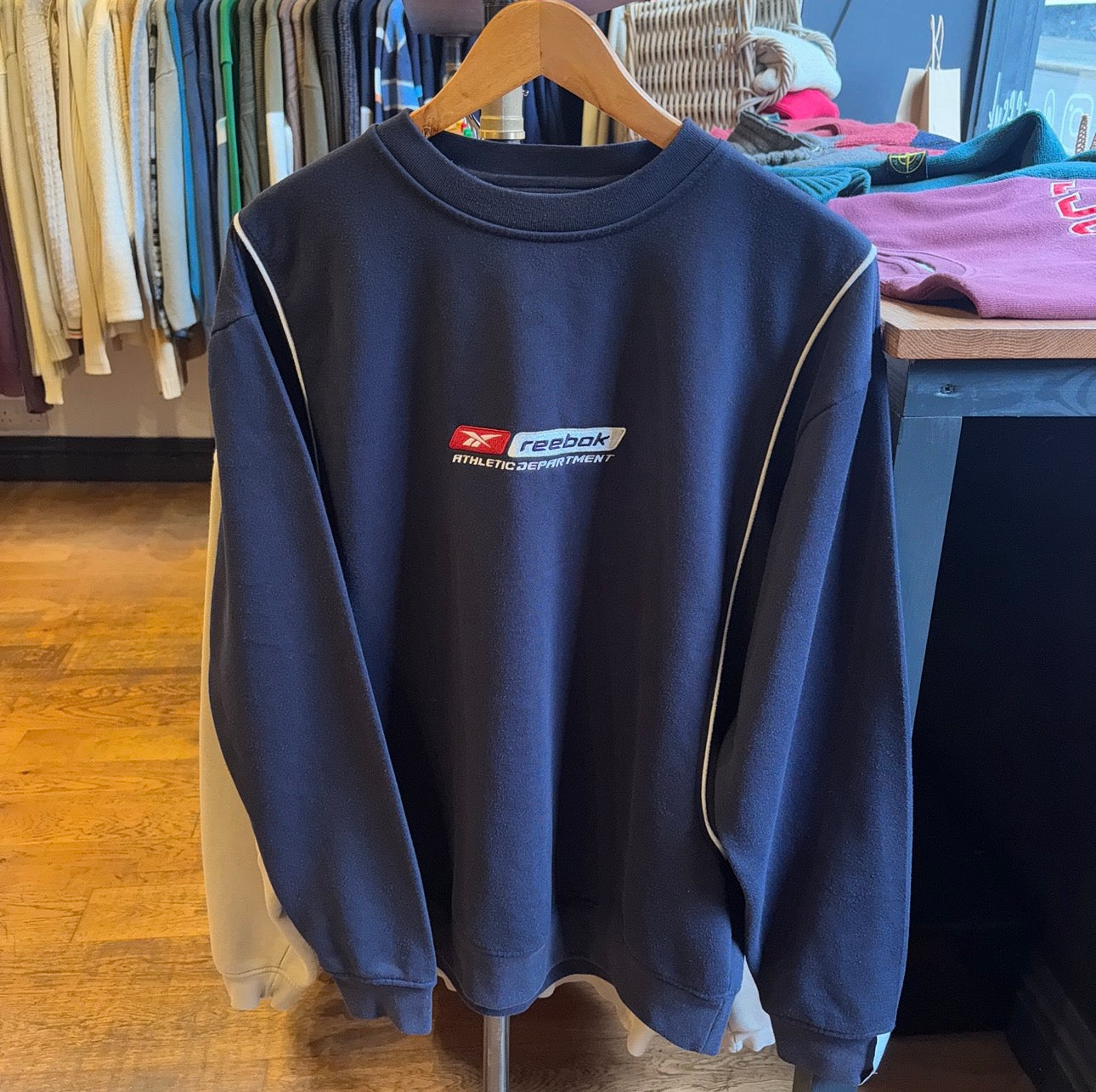 Reebok Athletic Department Oversized Sweatshirt Navy (Large)