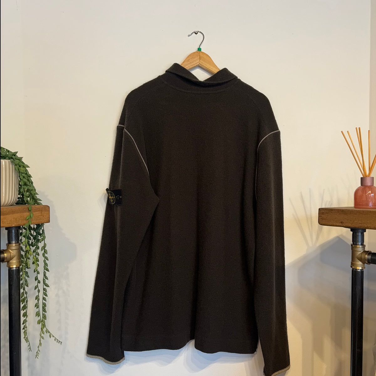 Stone Island A/W 2002 Quarter Button Jumper Brown (XL)