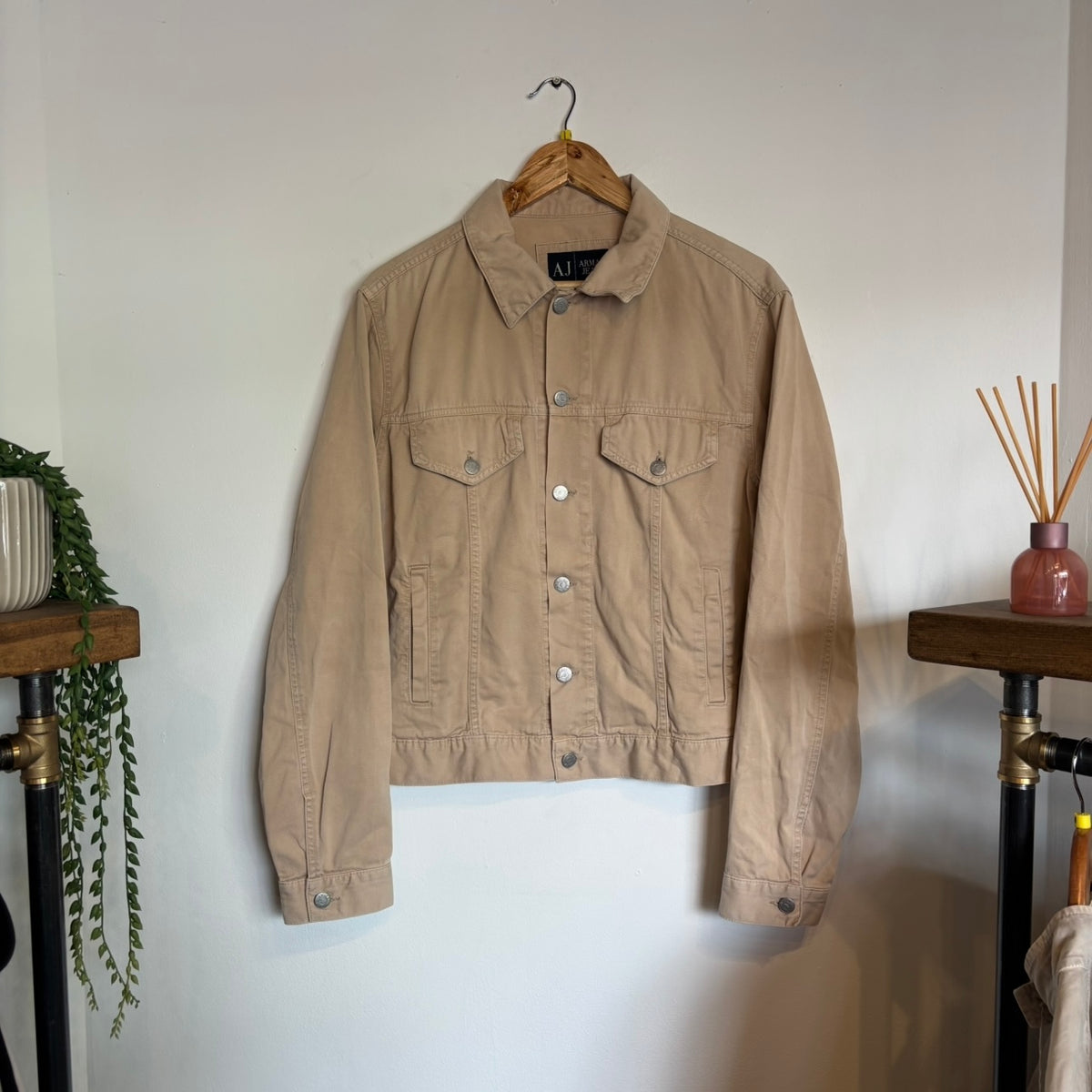 Armani Jeans Button Up Lightweight Jacket Beige (Medium)