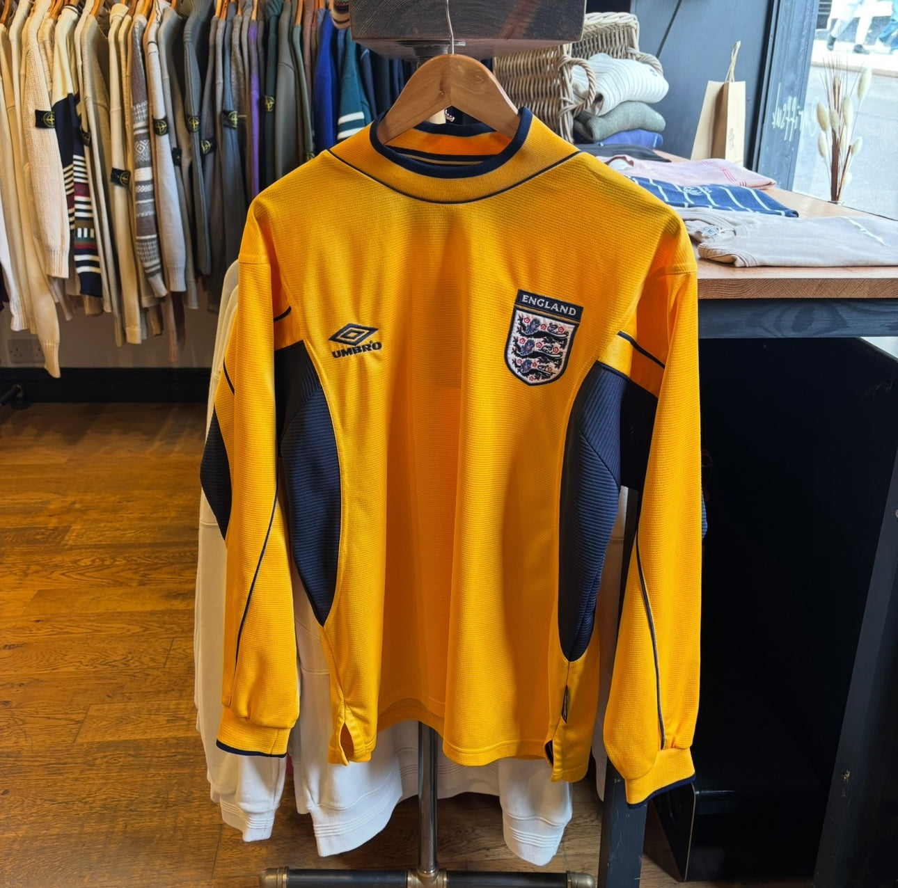 England Umbro 1999/01 Goalkeeper Away Shirt Yellow (Medium)