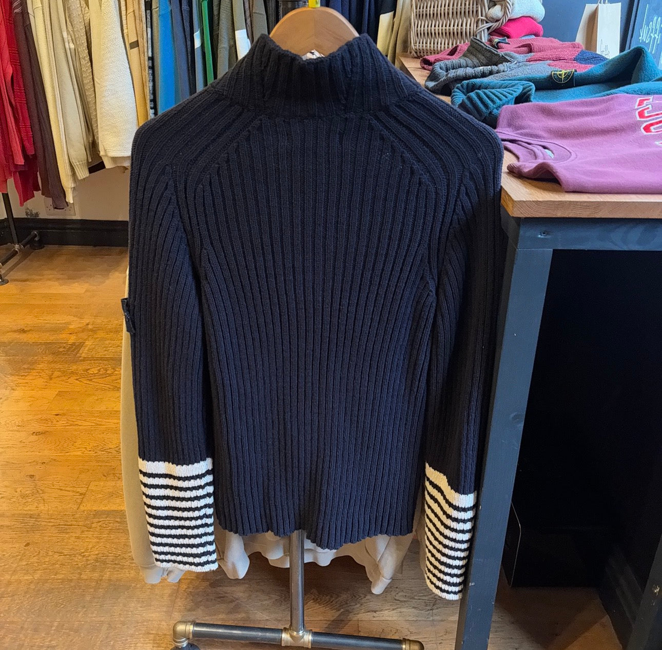 Stone Island SS06 Full Zip Knit Navy/ Cream (Medium)