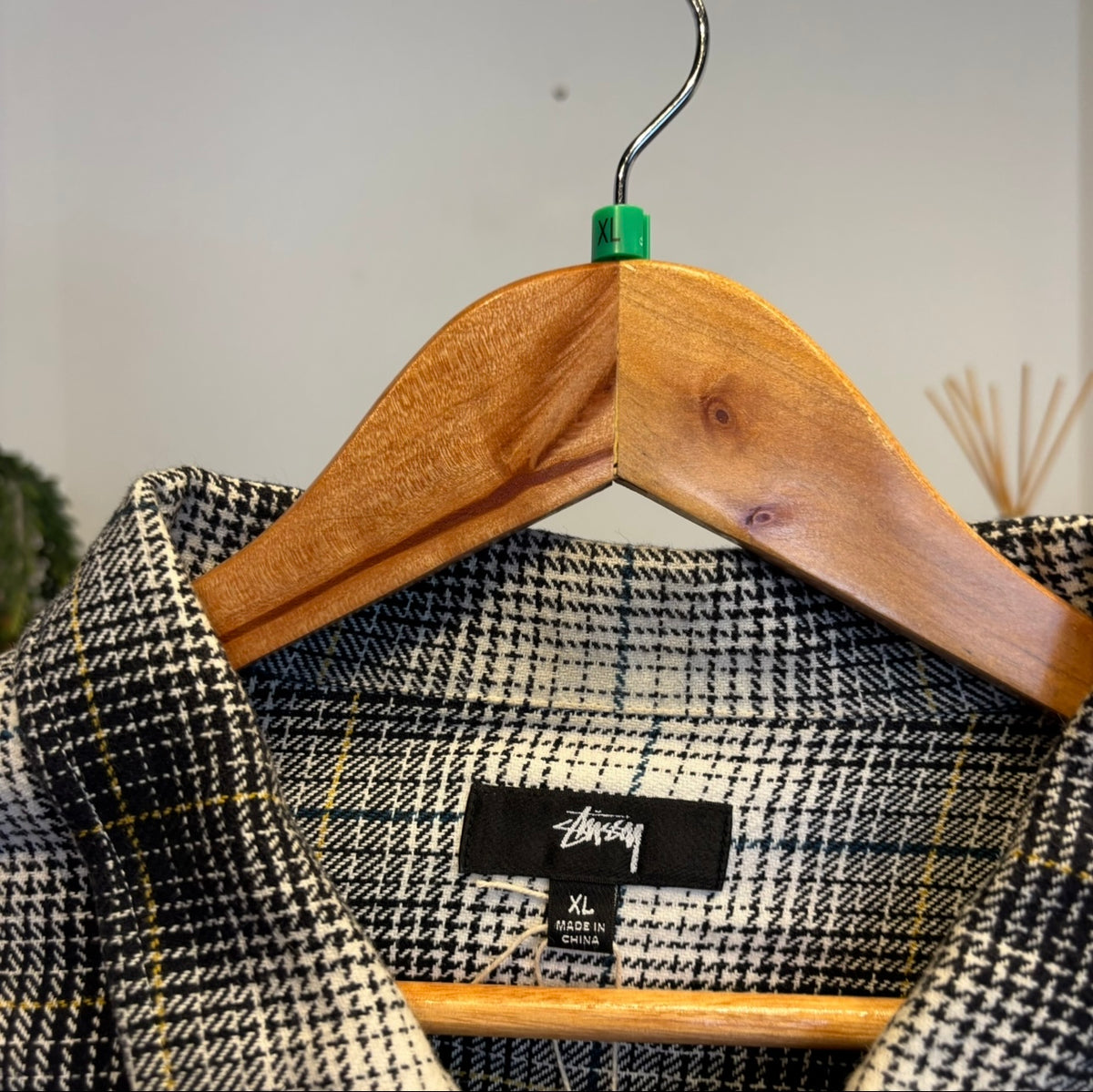 Stussy Paul Shadow Plaid Zip Shirt White/ Black (XL)