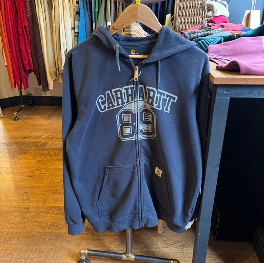 Carhartt Pocket Logo Zip Up Hoodie Navy (Medium)