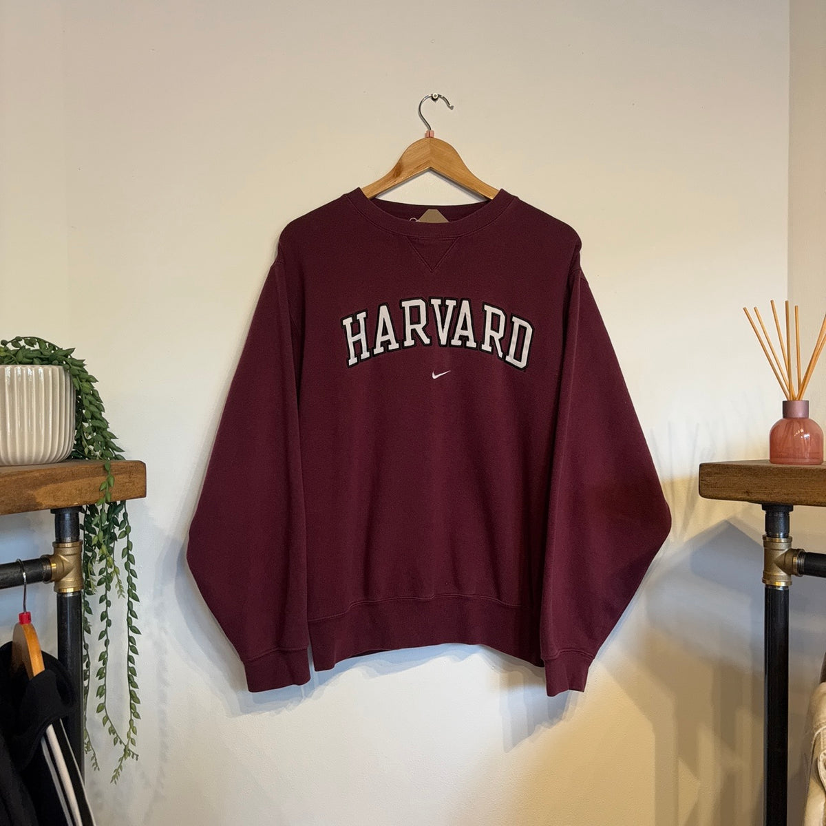 Nike Team Harvard Spellout Oversized Sweatshirt Burgundy (Small)