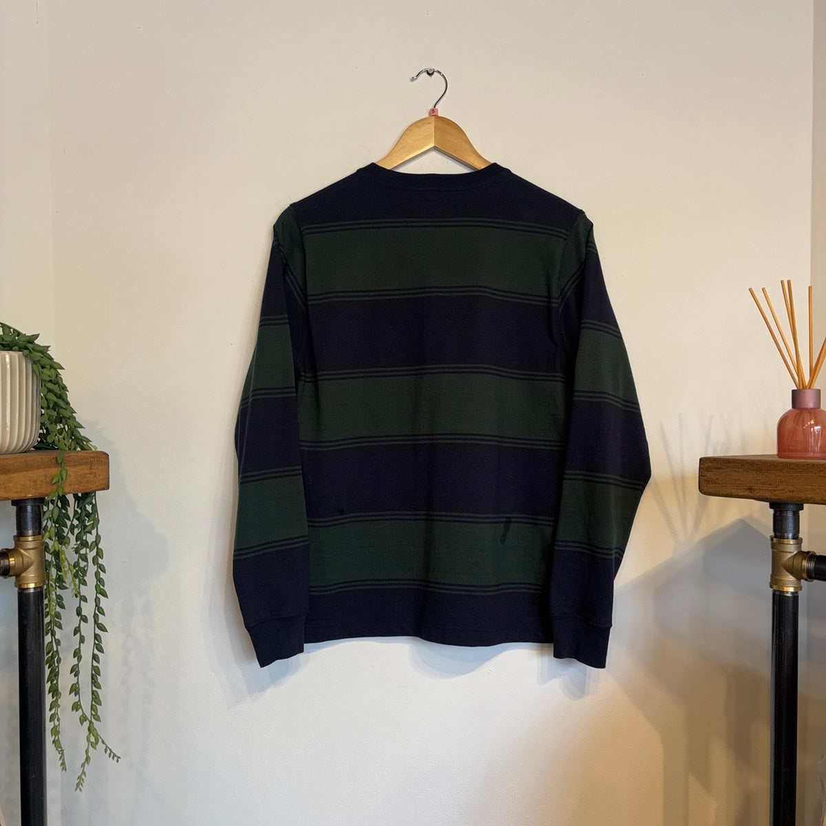 Beams Stripe Pocket T-Shirt Navy/ Green (Small)