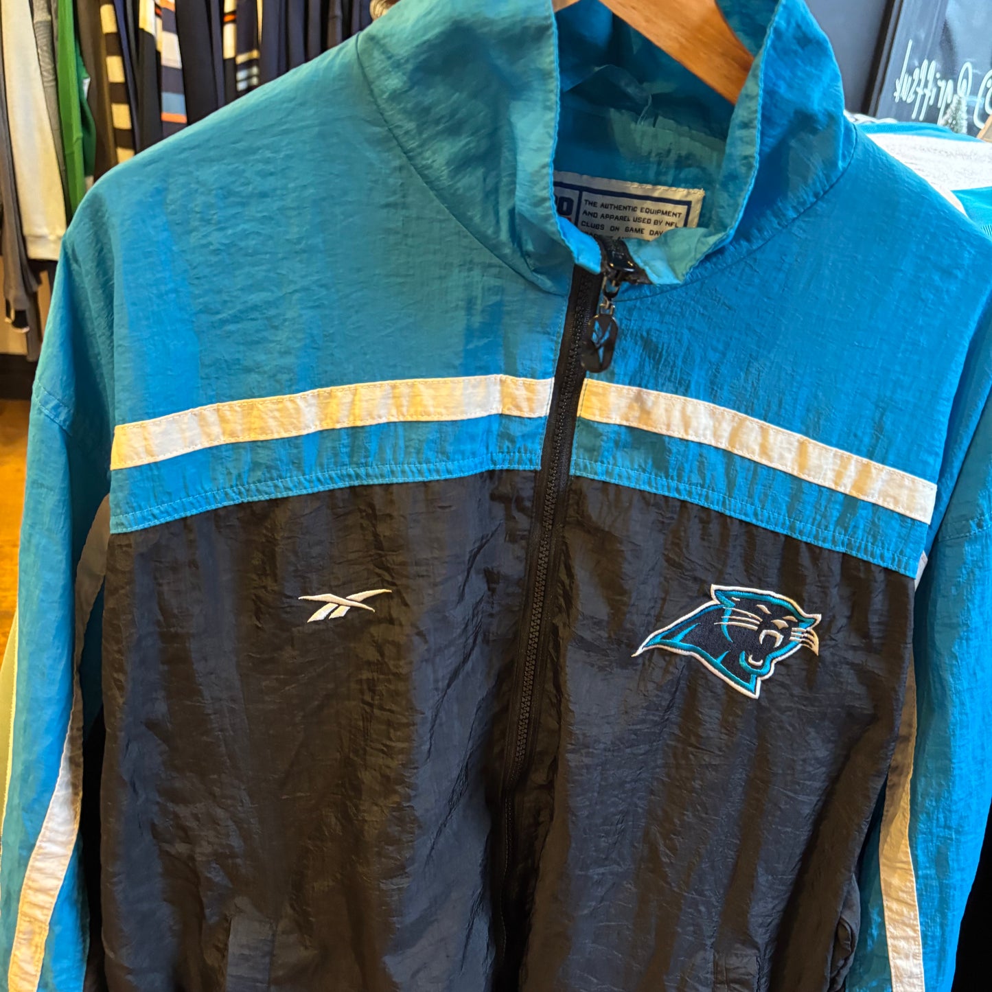 NFL Reebok Carolina Panthers Jacket Black (Large)