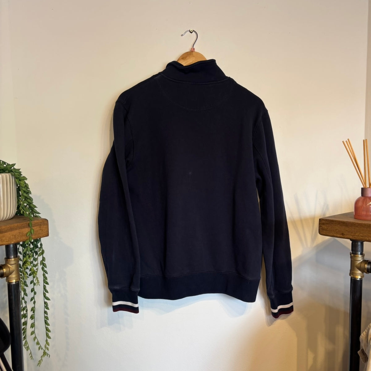 Stussy Contrast Rib Mock Neck Quarter Zip Navy (Small)