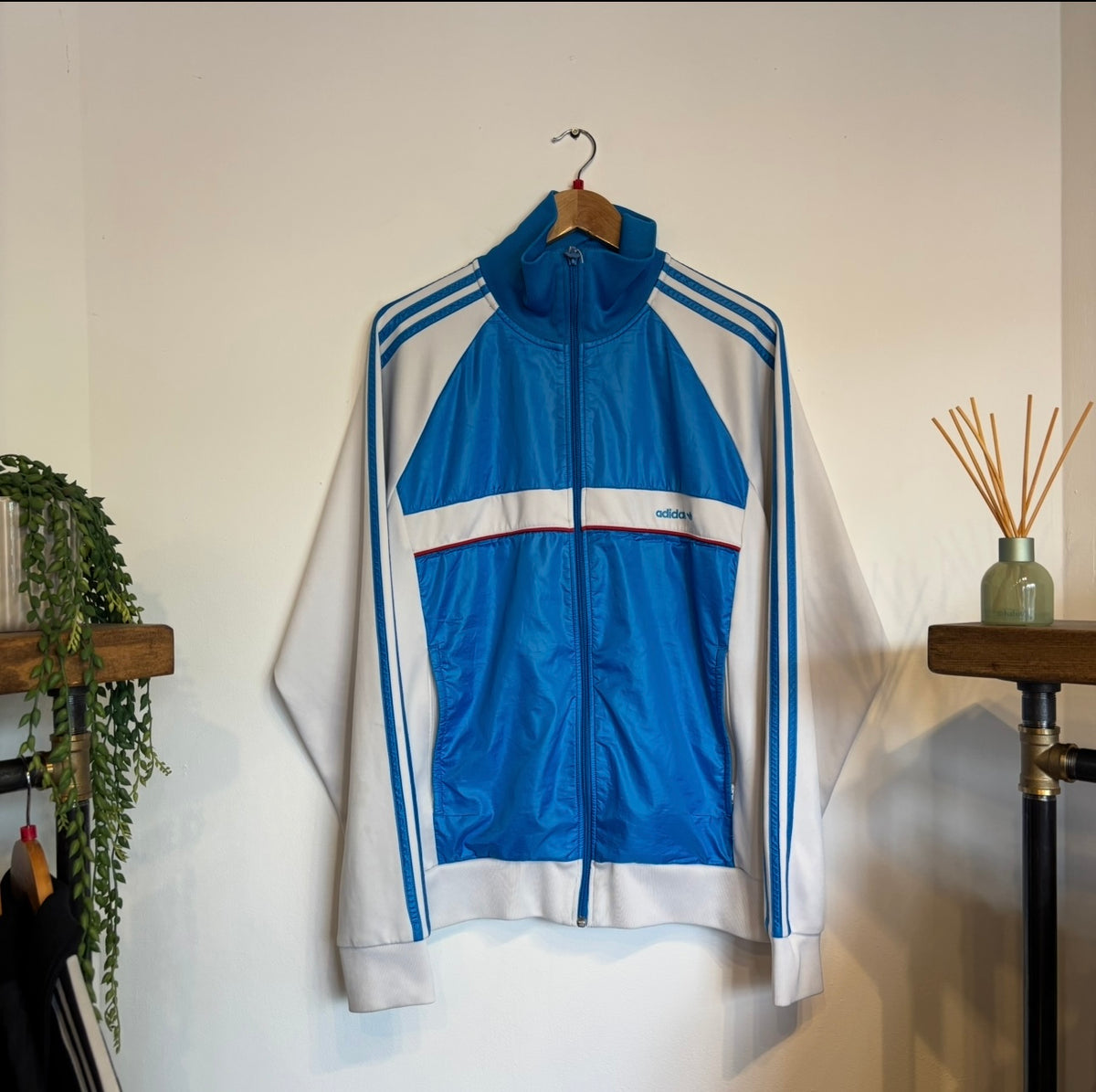 Adidas Zip Track Jacket White/ Blue (XL)