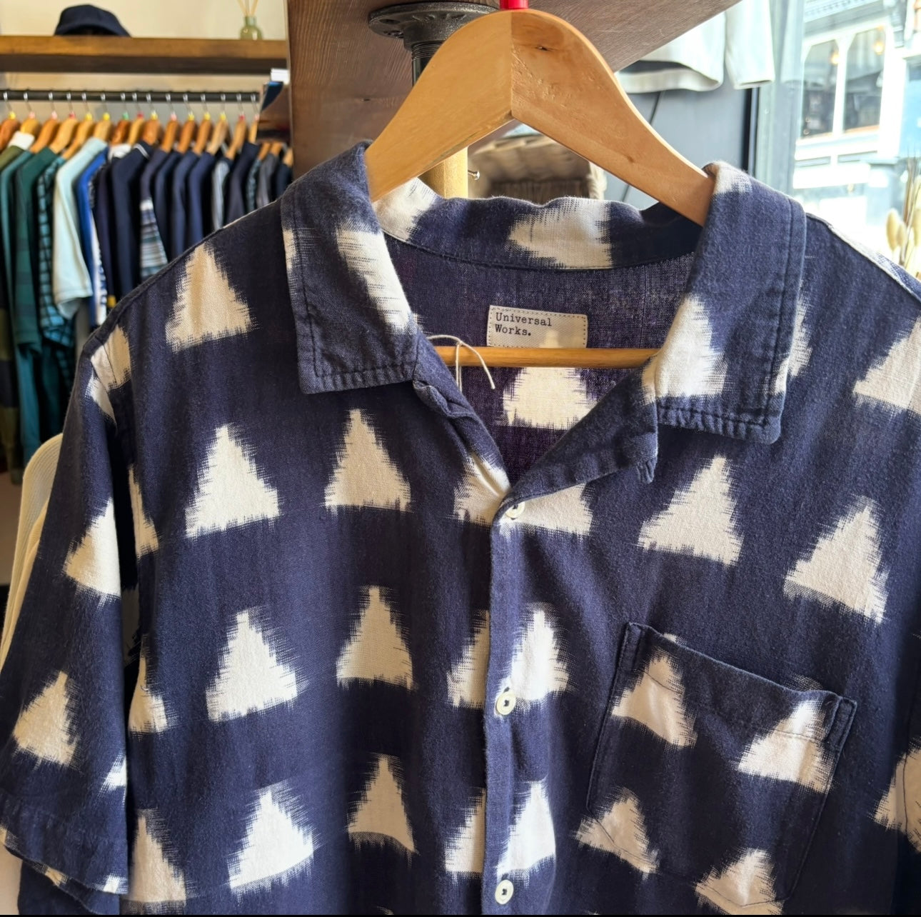 Universal Works Road Irate Arrow Shirt Navy (Large)