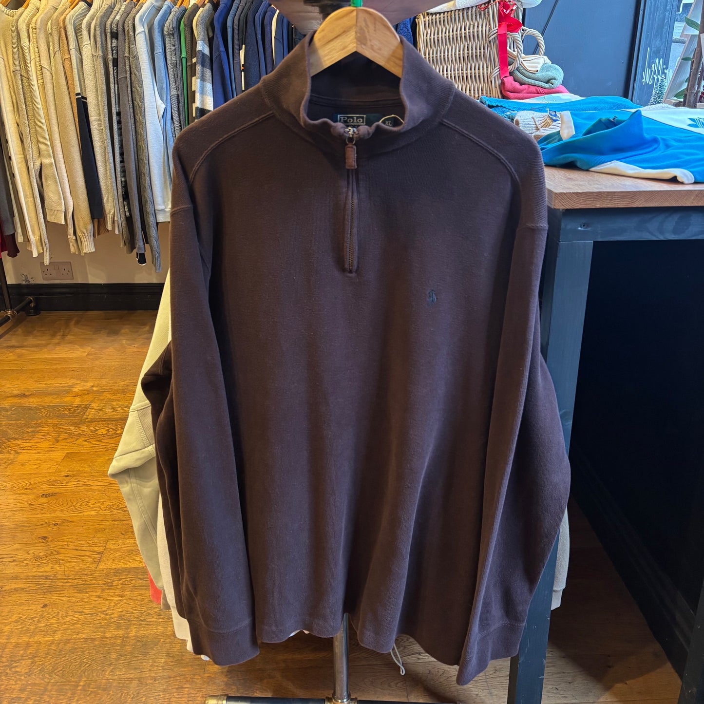 Ralph Lauren Quarter Zip Jumper Brown (XL)