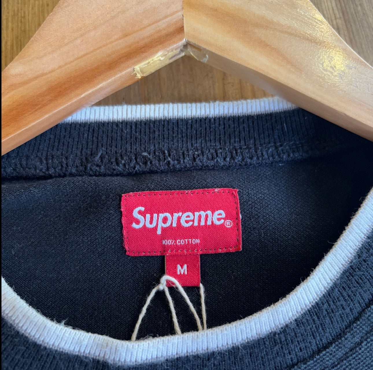 Supreme SS18 Contrast Yoke Pique T-Shirt Black (Medium)