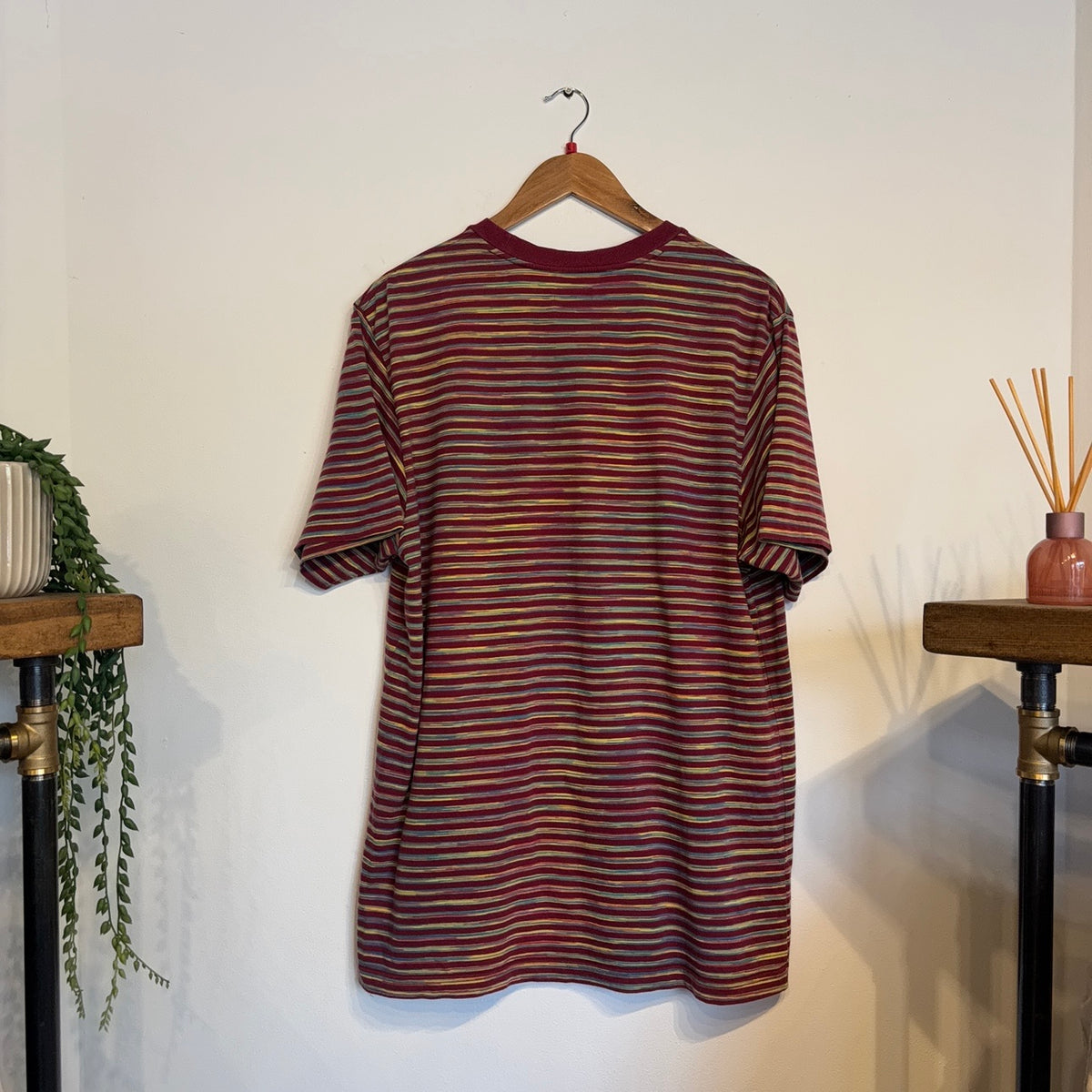 Supreme SS18 Static Stripe T-Shirt Burgundy (Large)