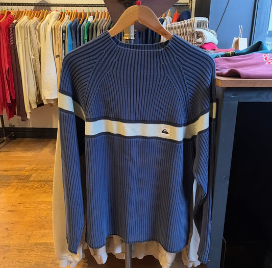 Quiksilver Pullover Ribbed Knit Jumper Blue (Large)
