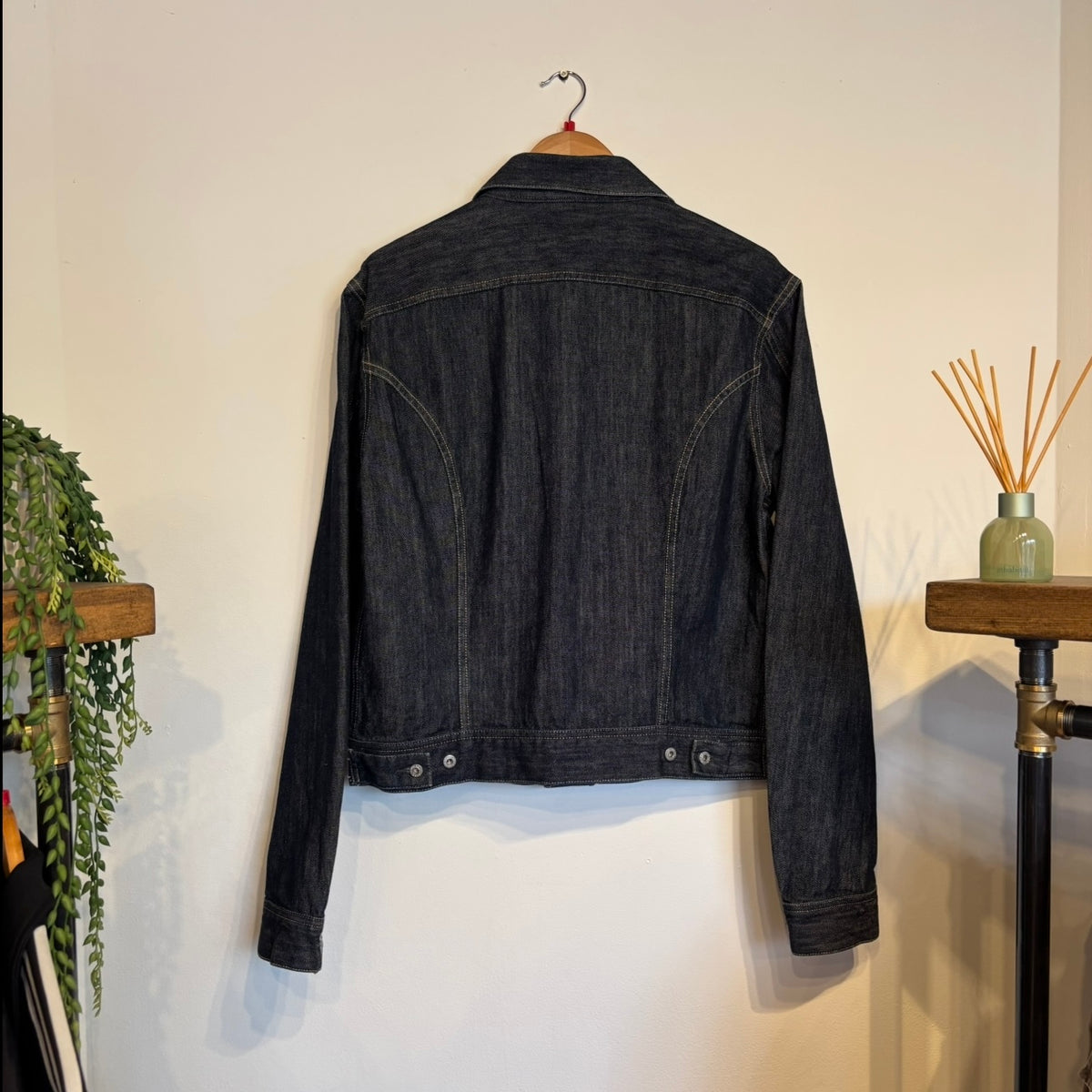 Diesel Cropped Raw Denim Button Jacket Navy (Large)