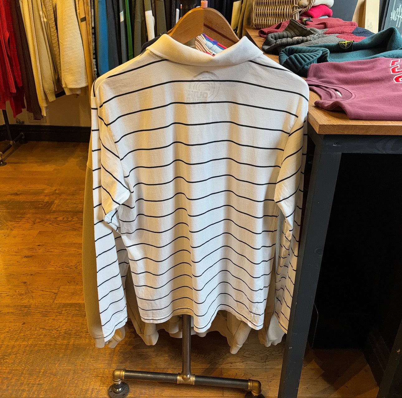 Quiksilver Striped Long Sleeve Polo White (Medium)