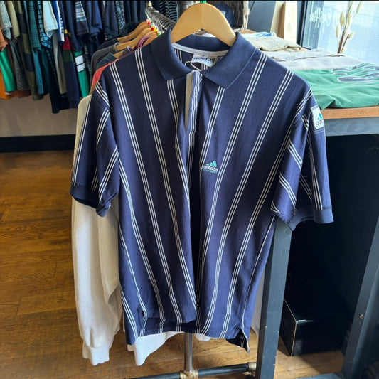 Adidas Equipment Pinstripe Polo Shirt Navy (XL)