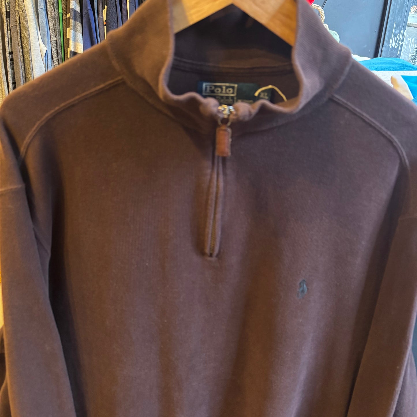Ralph Lauren Quarter Zip Jumper Brown (XL)