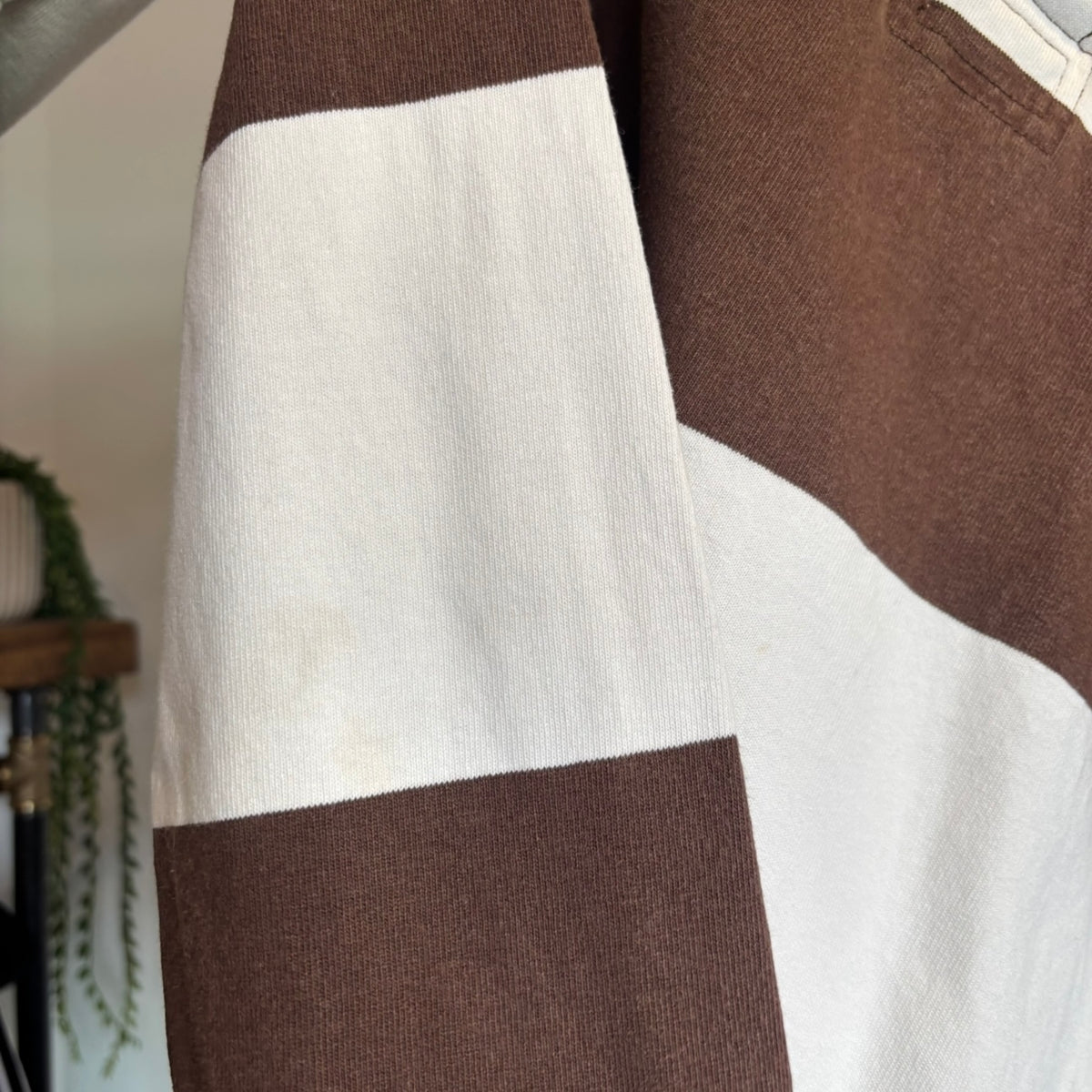 Ralph Lauren Longsleeve Rugby Polo Shirt Brown/ White (Medium)