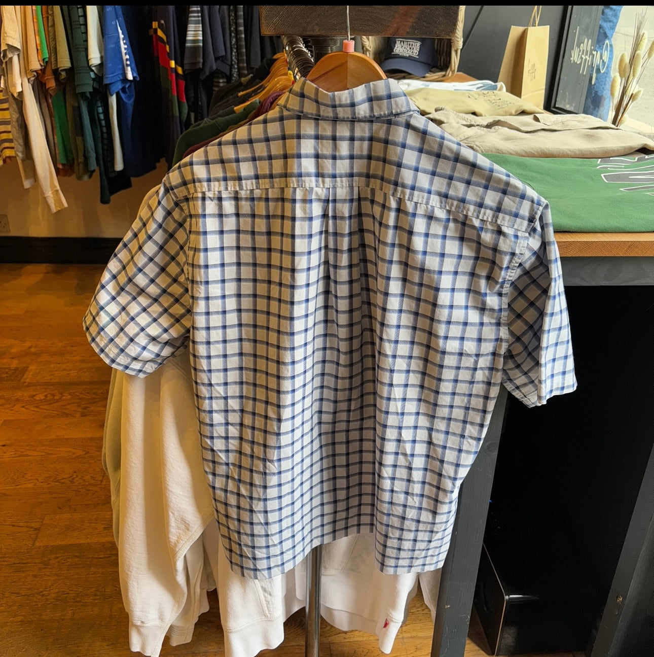 Yves Saint Laurent Plaid Button Shirt Blue (Small)