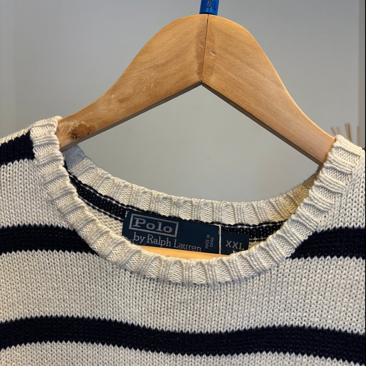 Ralph Lauren Pullover Stripe Knit Jumper Cream/ Navy (XXL)