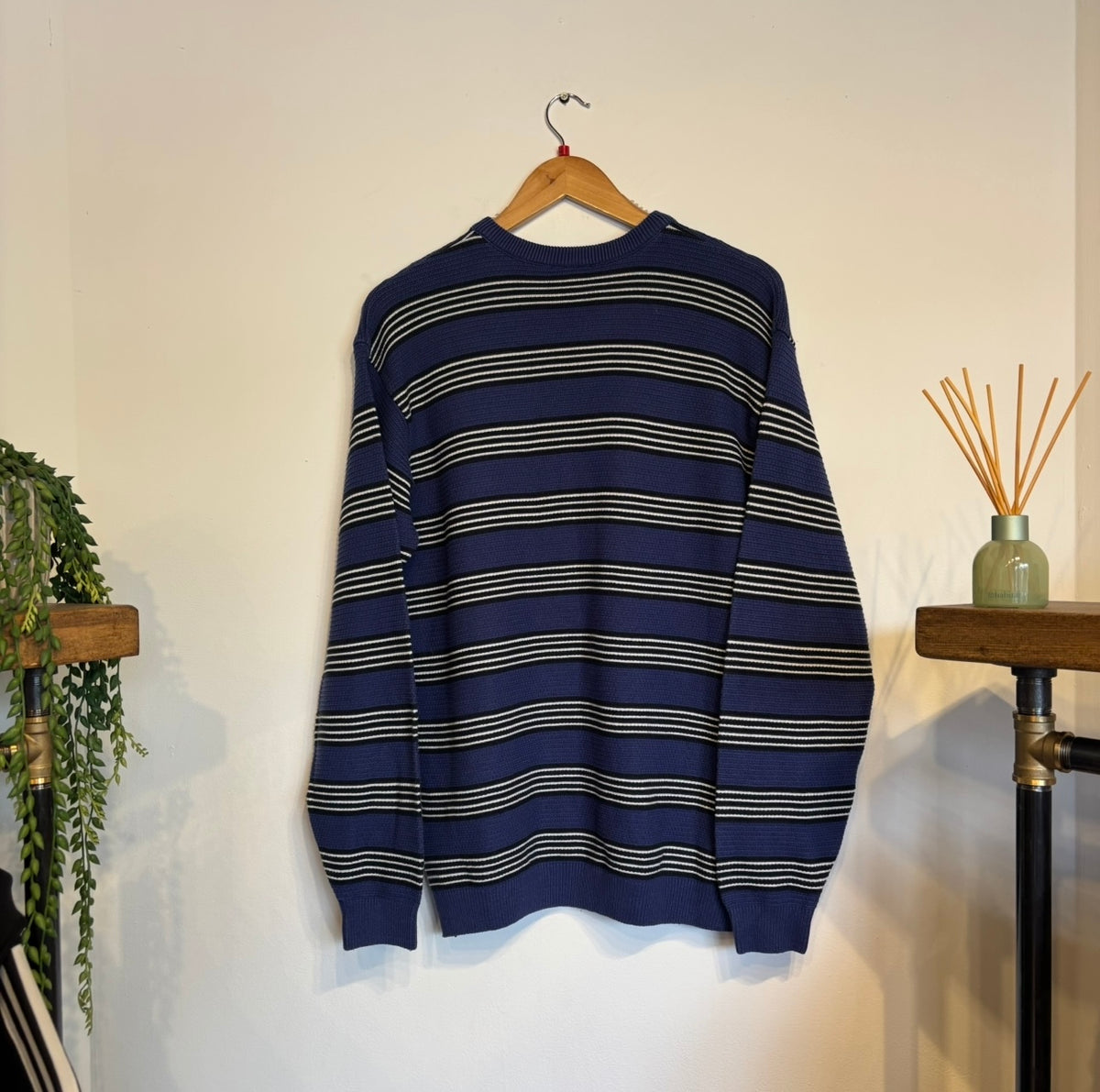 Lacoste Stripe Pullover Knit Jumper Blue (Large)