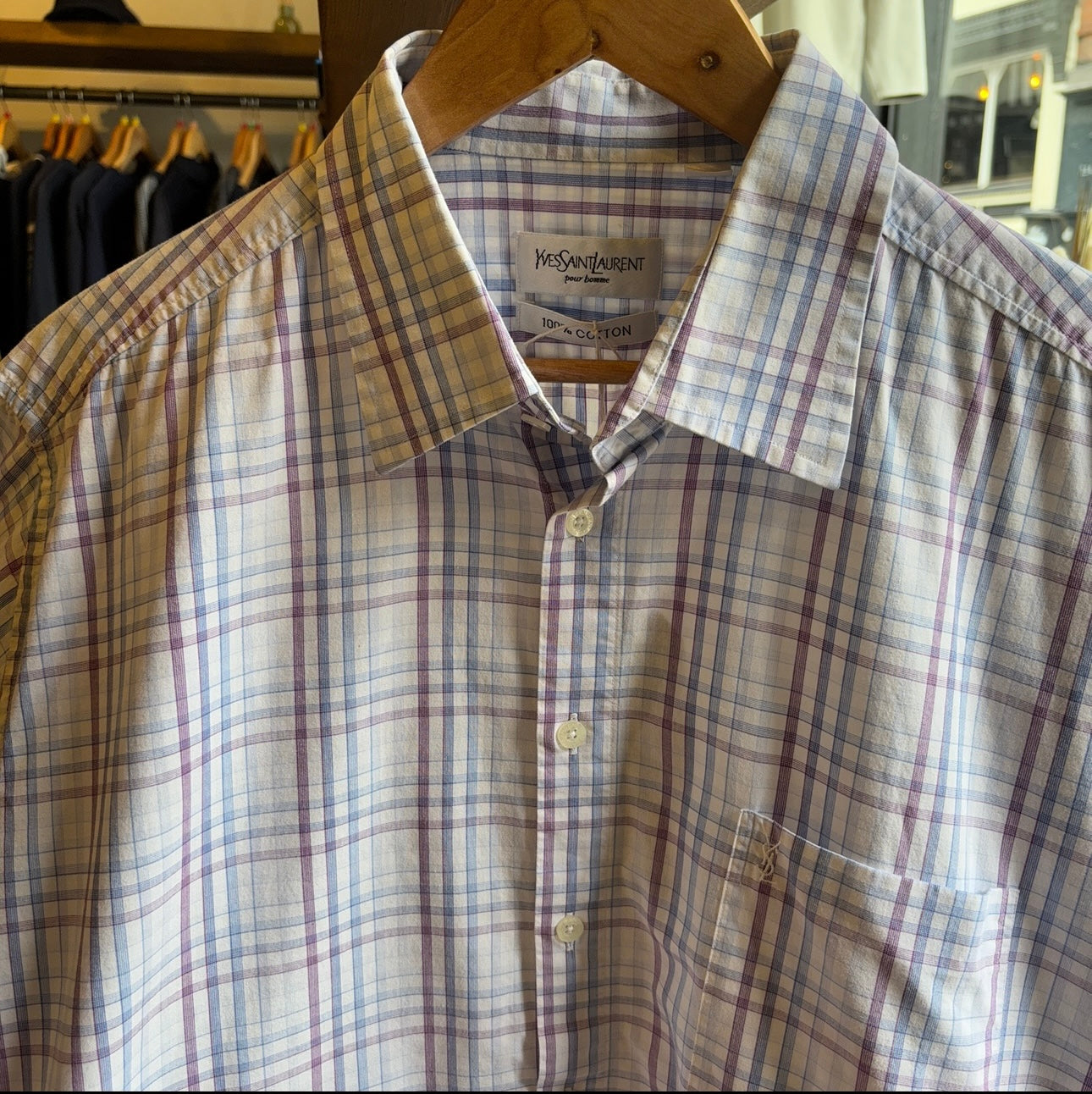 Yves Saint Laurent Plaid Shirt White (XL)