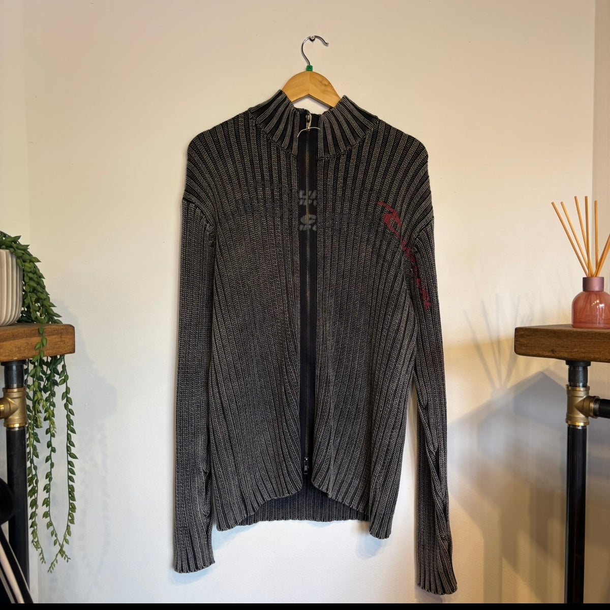 O'Neill Ribbed Full Zip Knit Jumper Grey (XL)